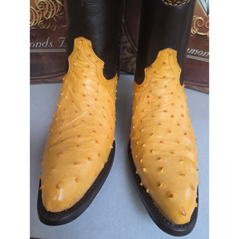 White Diamond Ostrich Skin Handmade Exotic Cowboy Boots US10 Mexico - Picture 3 of 11